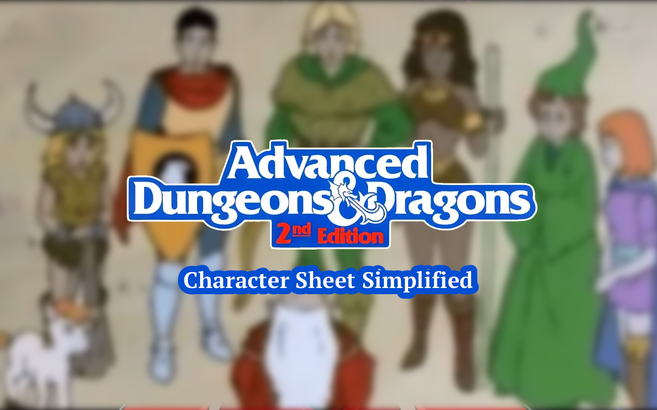 AD&D 2nd Edition Character Sheet Simplified